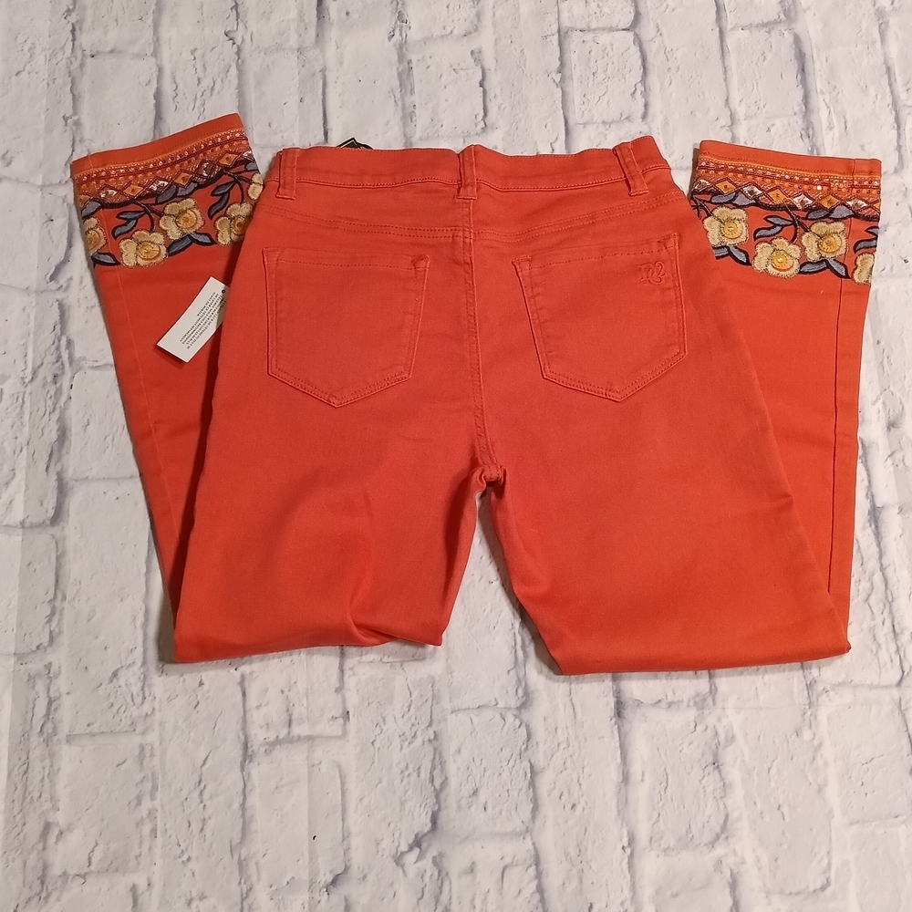 Vibrant Orange Embroidered Pants - Picture 6 of 9